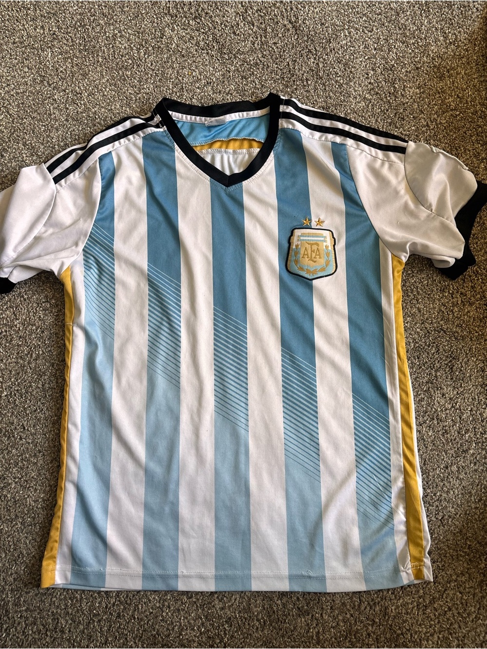 FA Argentina-Style Soccer Jersey in Sky Blue, White & Black